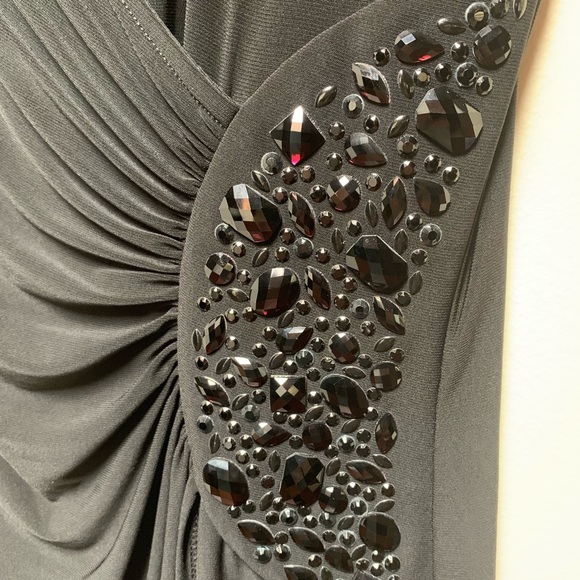 Lovely LBD with red jeweled accent at the waist. - Picture 2 of 6